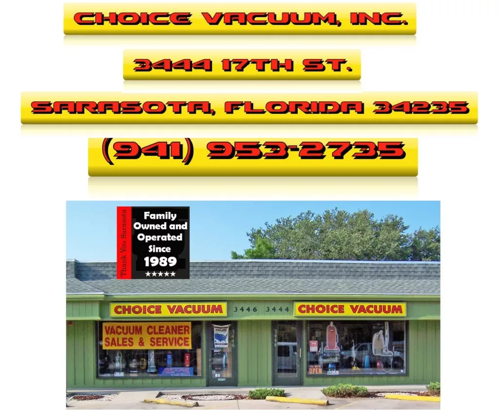 Choice Vacuum storefront. Vacuum Cleaner Sales and Repairs